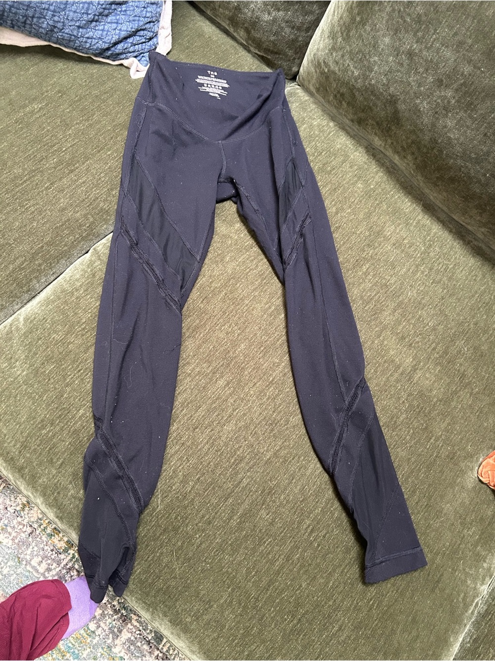 TNA Black Kids Leggings with Panel Stitching